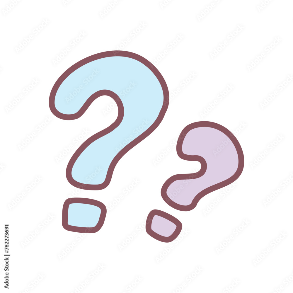 Cute question mark icon. Hand drawn illustration of an blue question marks isolated on a white background. Kawaii sticker. Vector 10 EPS.
Cute question mark icon. Hand drawn illustration of an blue question marks isolated on a white background. Kawaii sticker. Vector 10 EPS.