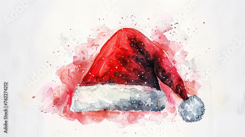 merry christmas santa claus red hat isolated on white background, Illustration for greeting cards and invitations  photo