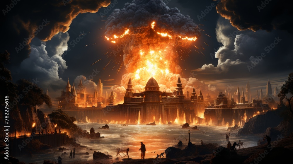 City Engulfed in Flames and Smoke City Engulfed in Flames and Smoke