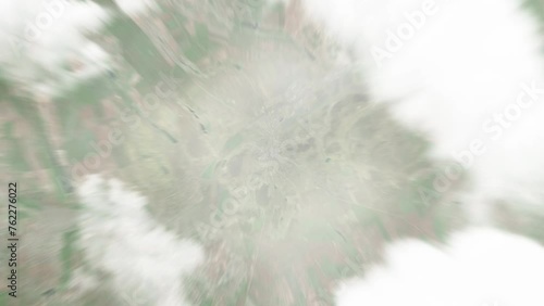 Earth zoom in from space to Causeni, Moldova. Followed by zoom out through clouds and atmosphere into space. Satellite view. Travel intro. Images from NASA photo