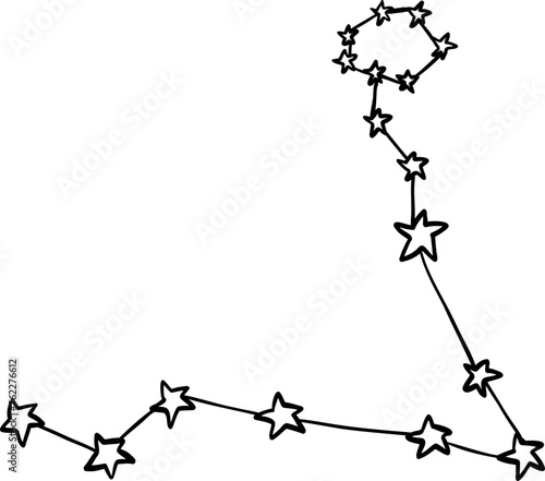 Constellation astrologic zodiac signs. Hand drawn vector illustration. Pisces 
