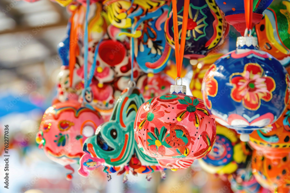 Vibrant and colorful Mexican ornaments
