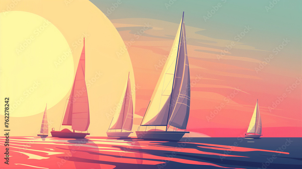 Fototapeta premium Abstract illustration of sailing race concept, vector art background