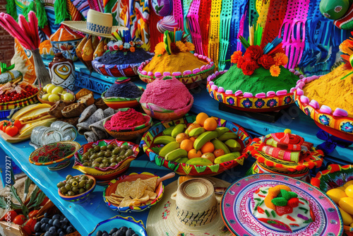 A vibrant display of traditional Mexican culinary treats © Veniamin Kraskov
