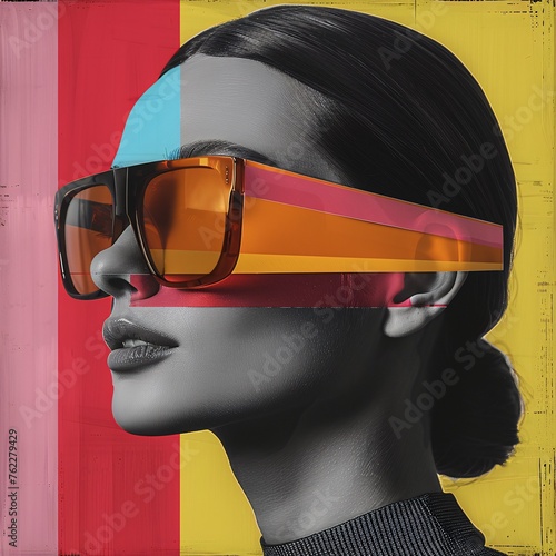 Creative Supermodel Collage: Monochrome Elegance and Colorful Wardrobe Art