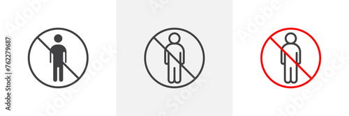 Men's Access Prohibited Sign. Male Entry Restriction Notice. No Men Entry Symbol