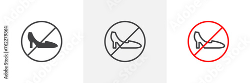 High Heel Footwear Prohibition. No High Heels Allowed Sign. Footwear Restriction Warning