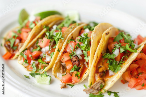 A popular Mexican dish on a white background, studio shot