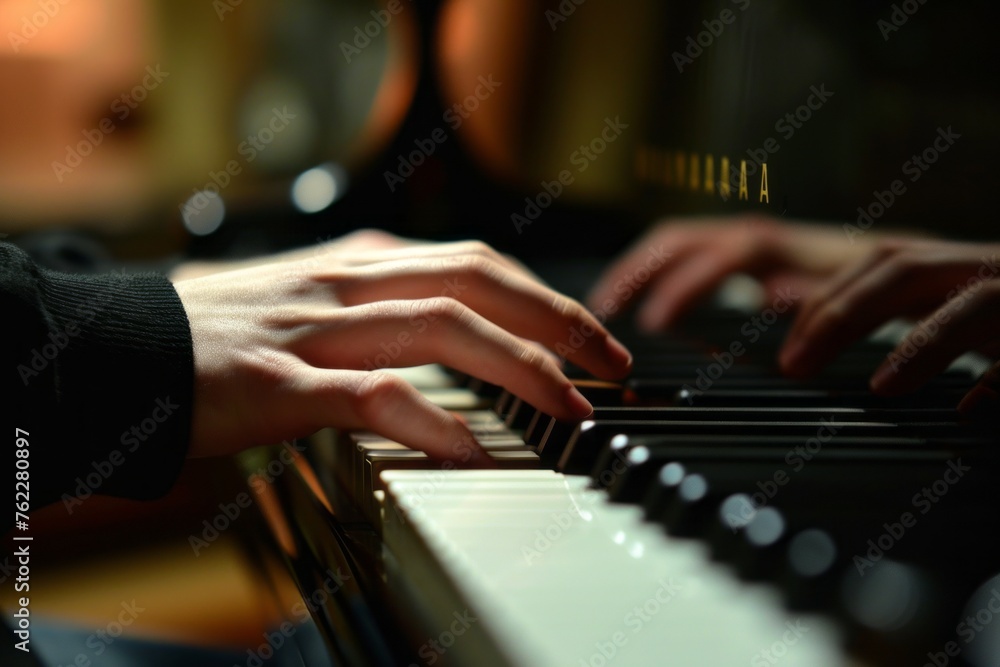 Obraz premium hands playing the piano, Generative AI
