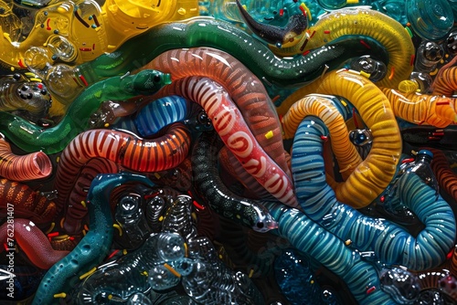 Wallpaper Mural In a moment of simplicity, superworms feast on polyethylene foam, amidst polypropylene and bottles, embodying renewal, gracioso bonito, high resolution, dynamic viewing angle, Dynamic Stance Torontodigital.ca