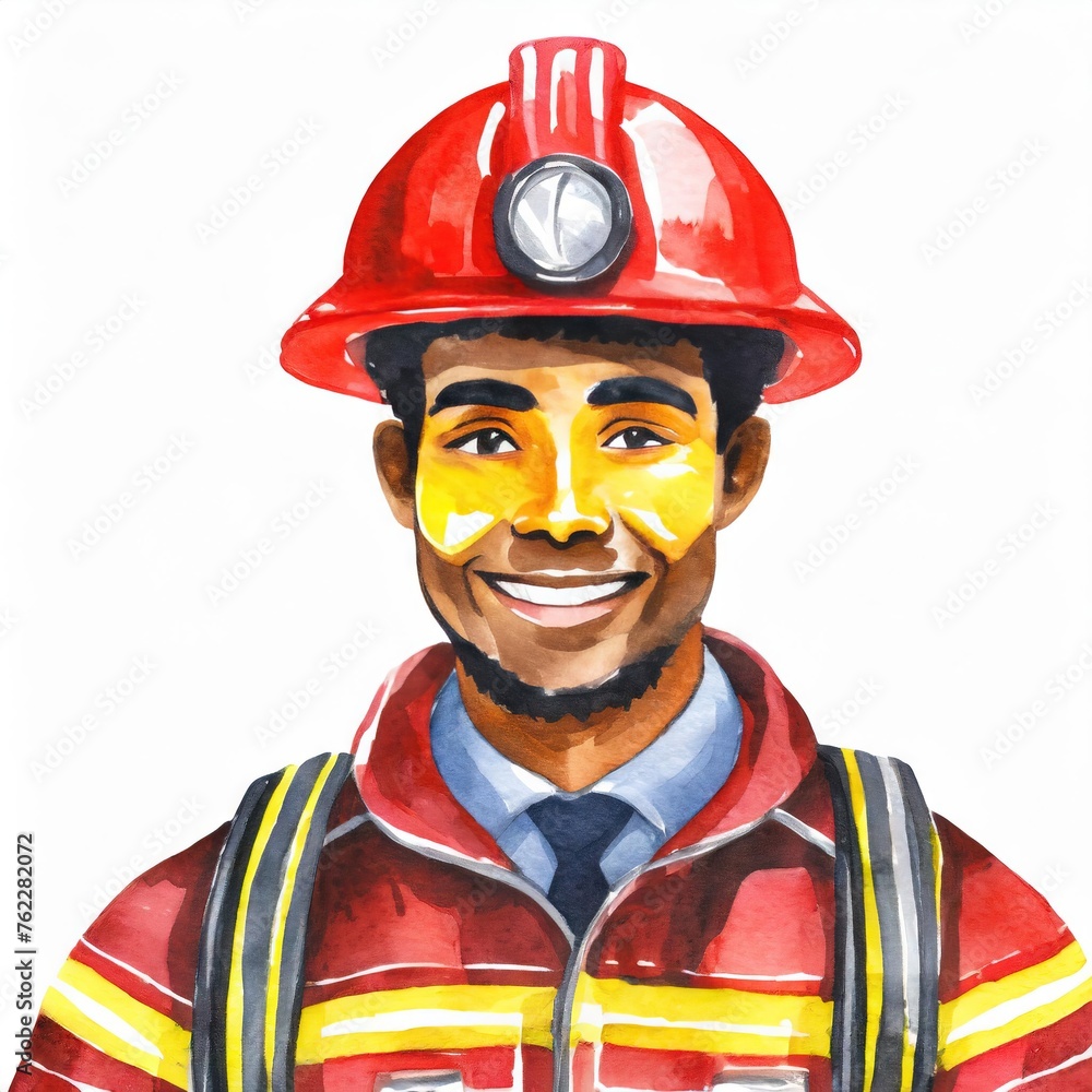 Portrait of a Smiling Firefighter in Uniform Portrait of a Smiling Firefighter in Uniform