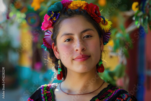 A vibrant portrait capturing the beauty of a young Mexican woman © Venka