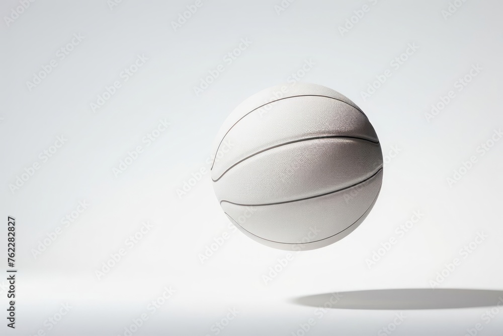 A minimalistic depiction of a basketball mid-air, aiming for the hoop, in a serene, uncluttered setting.