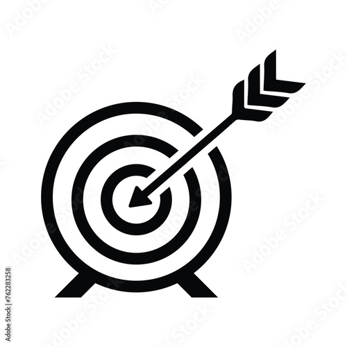 Accuracy, arrow, archer icon.Black vector graphics.