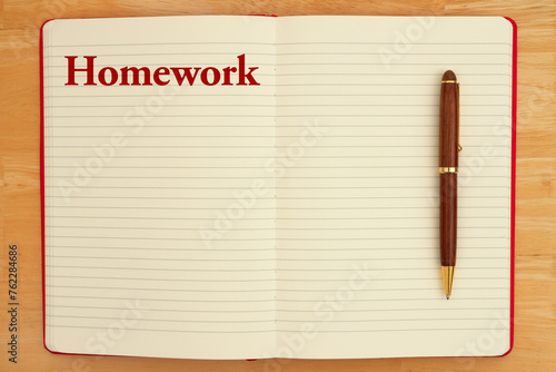  Homework message on lined rule paper notebook