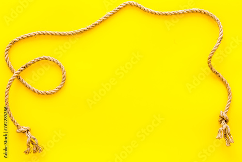 isolated rope mockup on yellow background top view