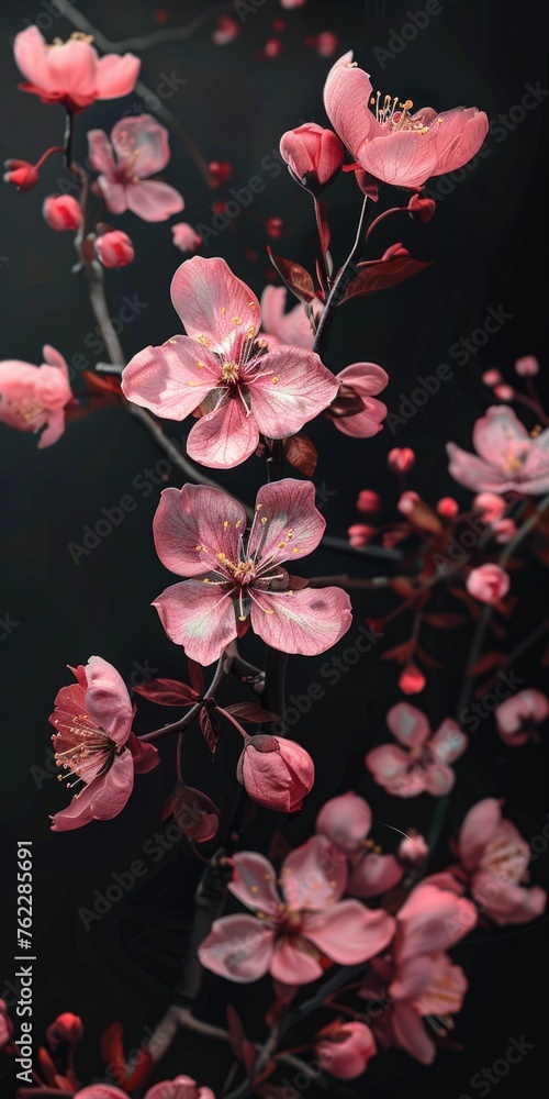 Fototapeta premium A close up of a bunch of pink flowers.