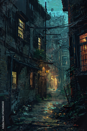 A back alley in a city © grey