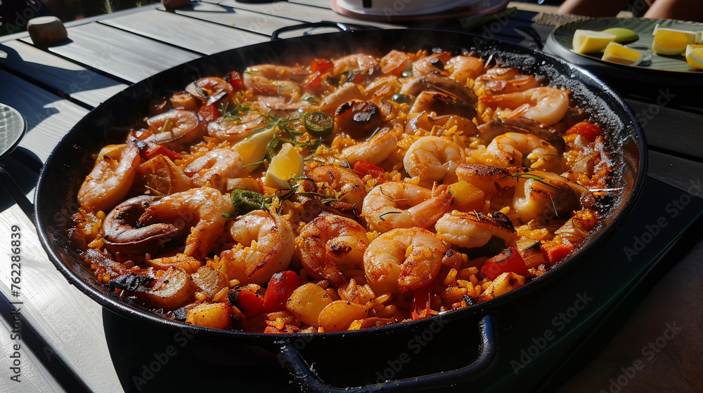 traditional Spanish Paella with seafood traditional Spanish Paella with seafood