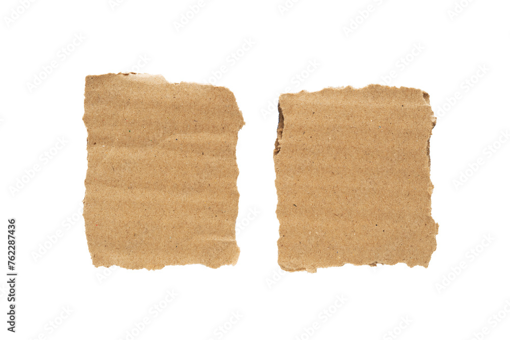 pieces of torn cardboard  isolated on white background