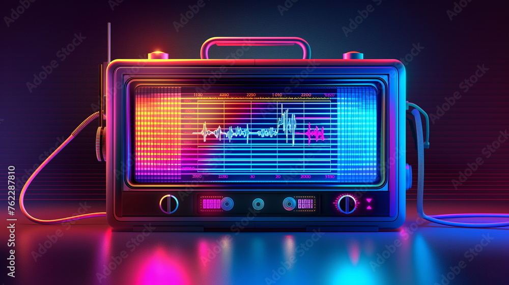 Retro Radio Revival: Neon Glow and Holographic Gradients in a Cyberpunk Style Retro Radio Revival: Neon Glow and Holographic Gradients in a Cyberpunk Style