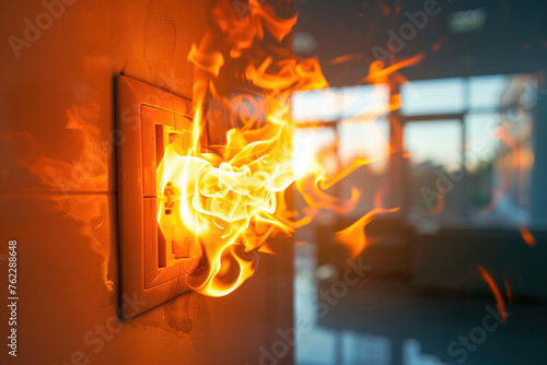 Burning electrical socket on the wall © Michael