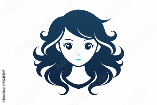 beauty-hear-style-girl-face-one-side-silhouette-white background.