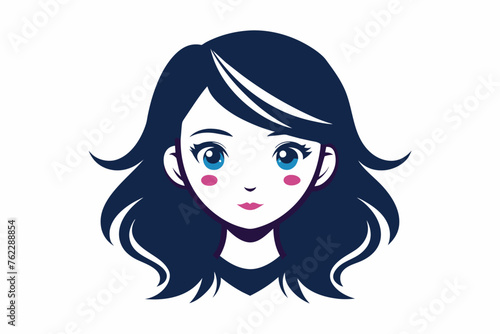 beauty-hear-style-girl-face-one-side-silhouette-white background. photo