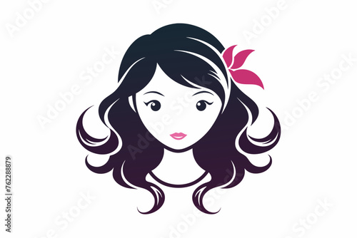 beauty-hear-style-girl-face-one-side-silhouette-white background.