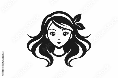 beauty-hear-style-girl-face-one-side-silhouette-white background.