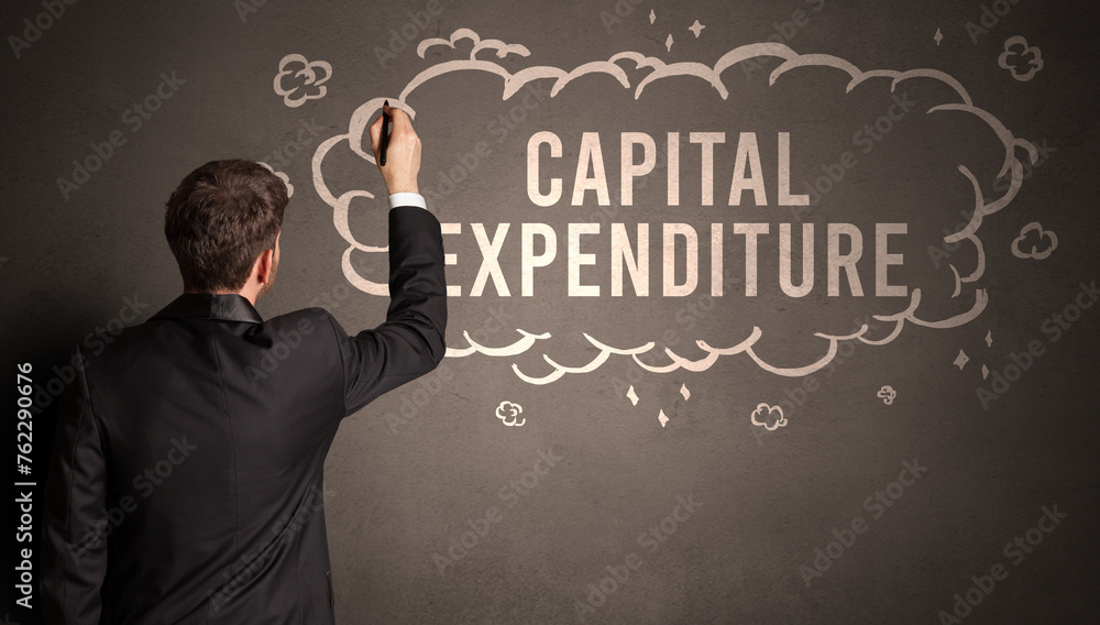 businessman drawing a cloud with inscription businessman drawing a cloud with inscription