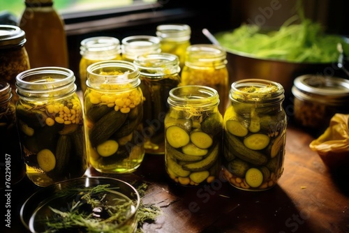 Making homemade pickles.