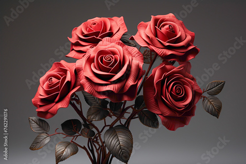 A captivating red rose artfully arranged on the side, its vibrant color contrasting against a neutral background, providing space for personal sentiments.