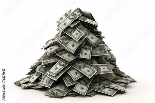 a pile of money in a pyramid
