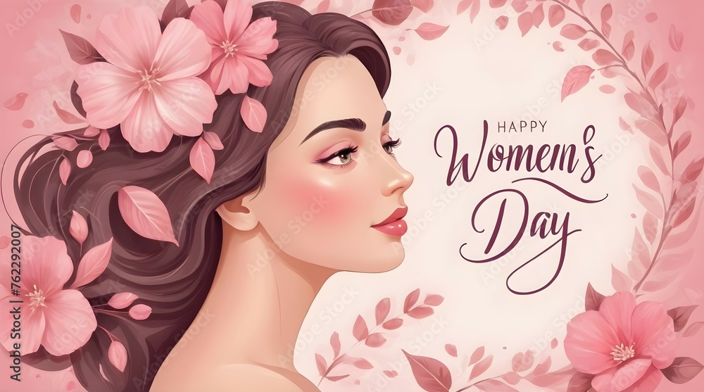 happy women's day background with pink flowers