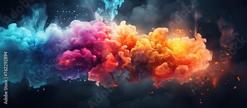 A vibrant magenta cloud of gas resembling colorful smoke emerges from a bottle against a dark background, creating a mystical underwater art event