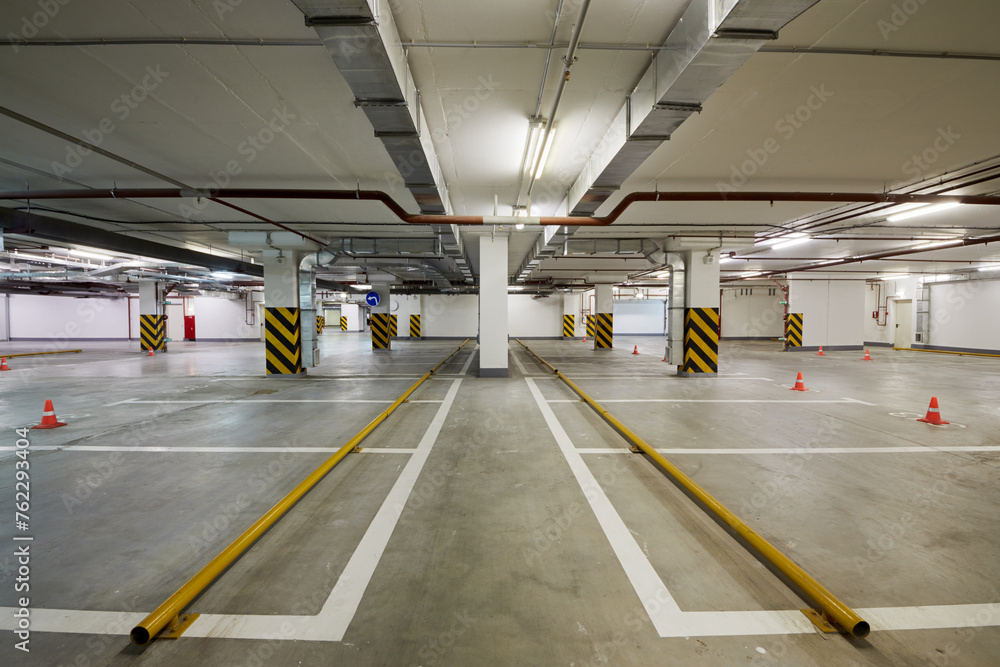 Parking places at underground parking. Parking places at underground parking.