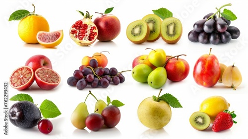 Collection of fruits isolated on white background