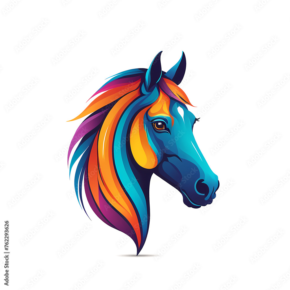 Colorful logotype of a drawn horse head on a white background