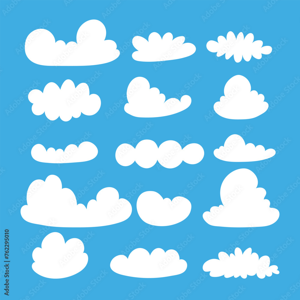Set with clouds, on blue background. Vector Set with clouds, on blue background. Vector