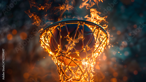 Blazing Basketball: Flames Engulf the Ball, Leaving Sparks Flying and a Captivating Display of Fire and Sports
