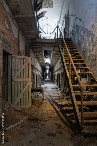 Crumbling Corridor in an Old Prison