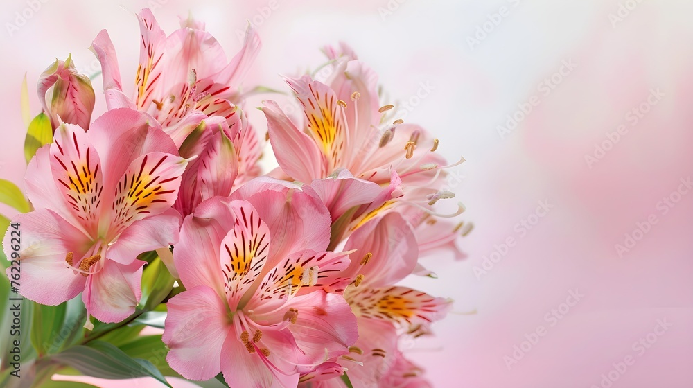 Flower Bouquet Pink Alstroemeria Banner Panorami, Banner Image For Website, Background, Desktop Wallpaper