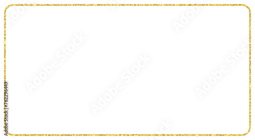 Rectangle gold glitter frame border illustration for web presentation, thumbnail, banner, social story post or other 16: 9 work projects, cut out, isolated.