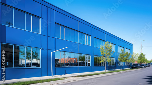 Contemporary Office Building with Blue Glass Facade