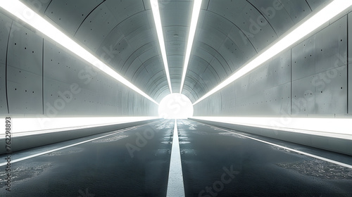 Highway Architectural Masterpiece: A 3D Rendering of a Sleek and Sophisticated Tunnel Structure with an Empty Asphalt Road