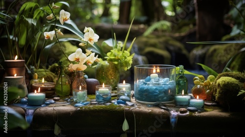 Table Adorned With Candles and Flowers