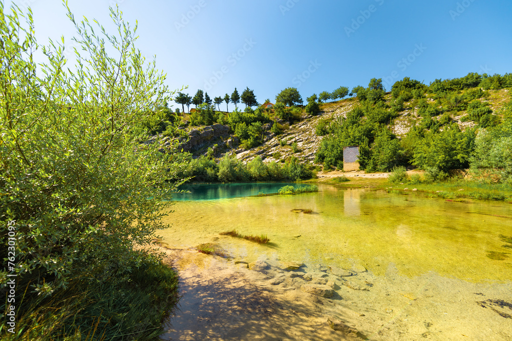 The source of the Cetina river in Croatia, beautiful blue water.