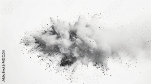 **Image Description:** A black powder explosion on a white background.