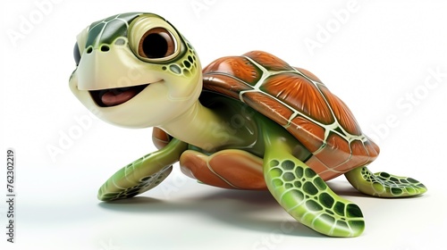 Adorable green sea turtle with a friendly smile on its face. Perfect for children's books, illustrations, and other cute and cuddly projects.